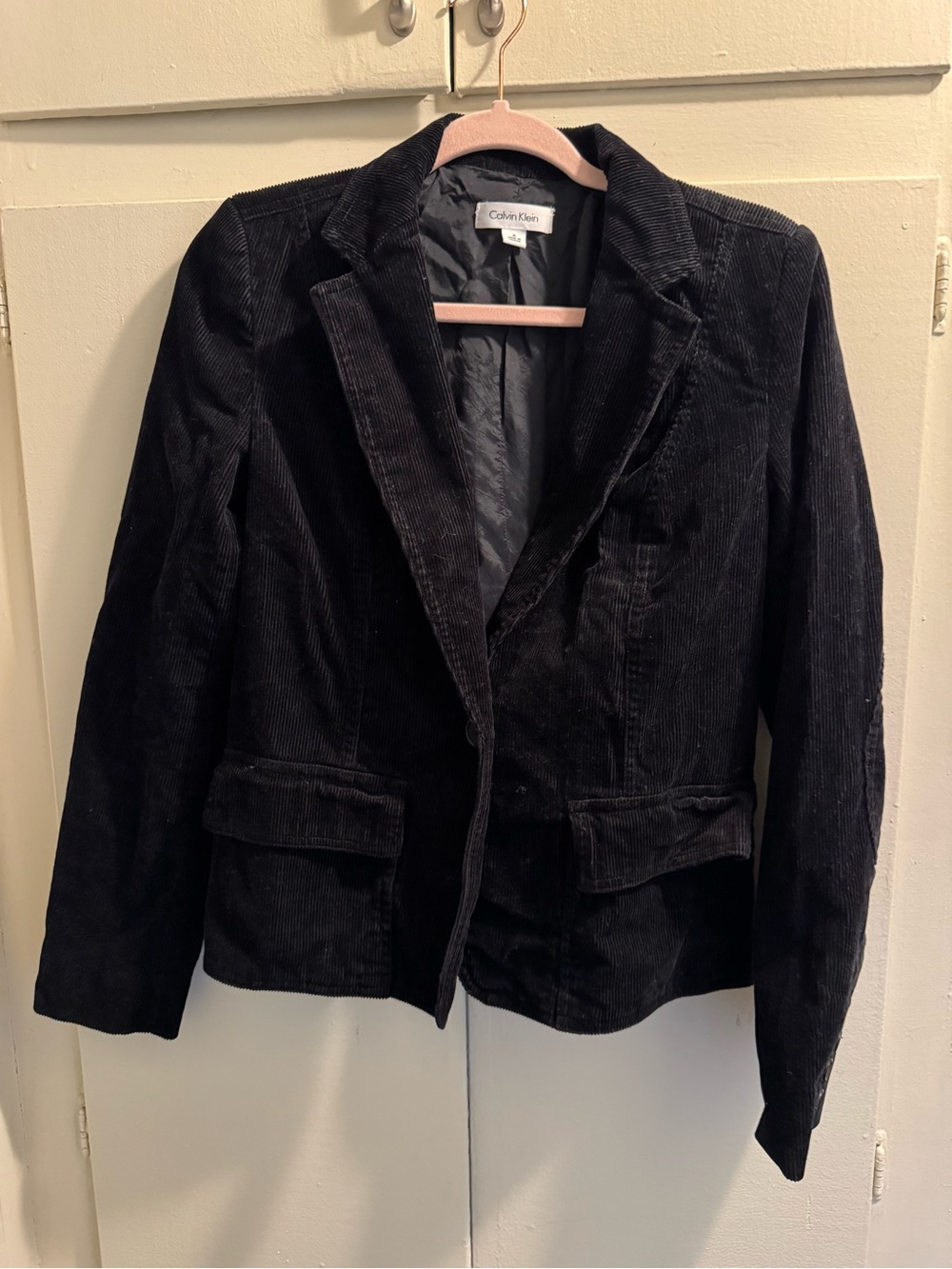 Calvin Klein Black Corduroy Blazer Jacket office dinner party size 4